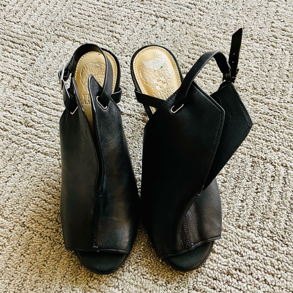 Black straps heels